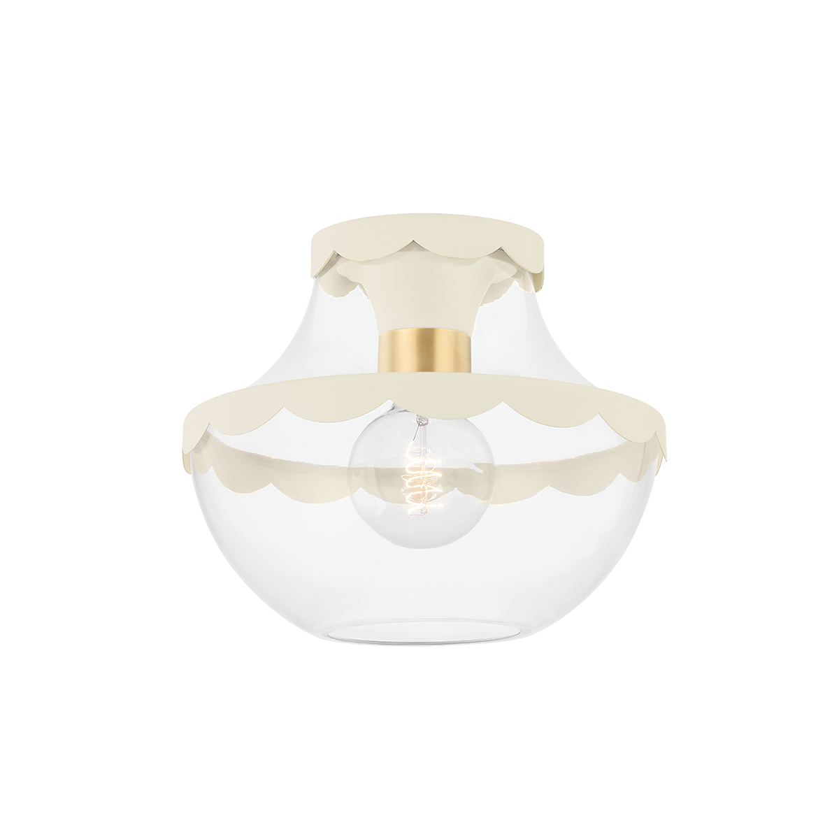 Alaina 1 Semi Flush | AGED BRASS & SOFT CREAM