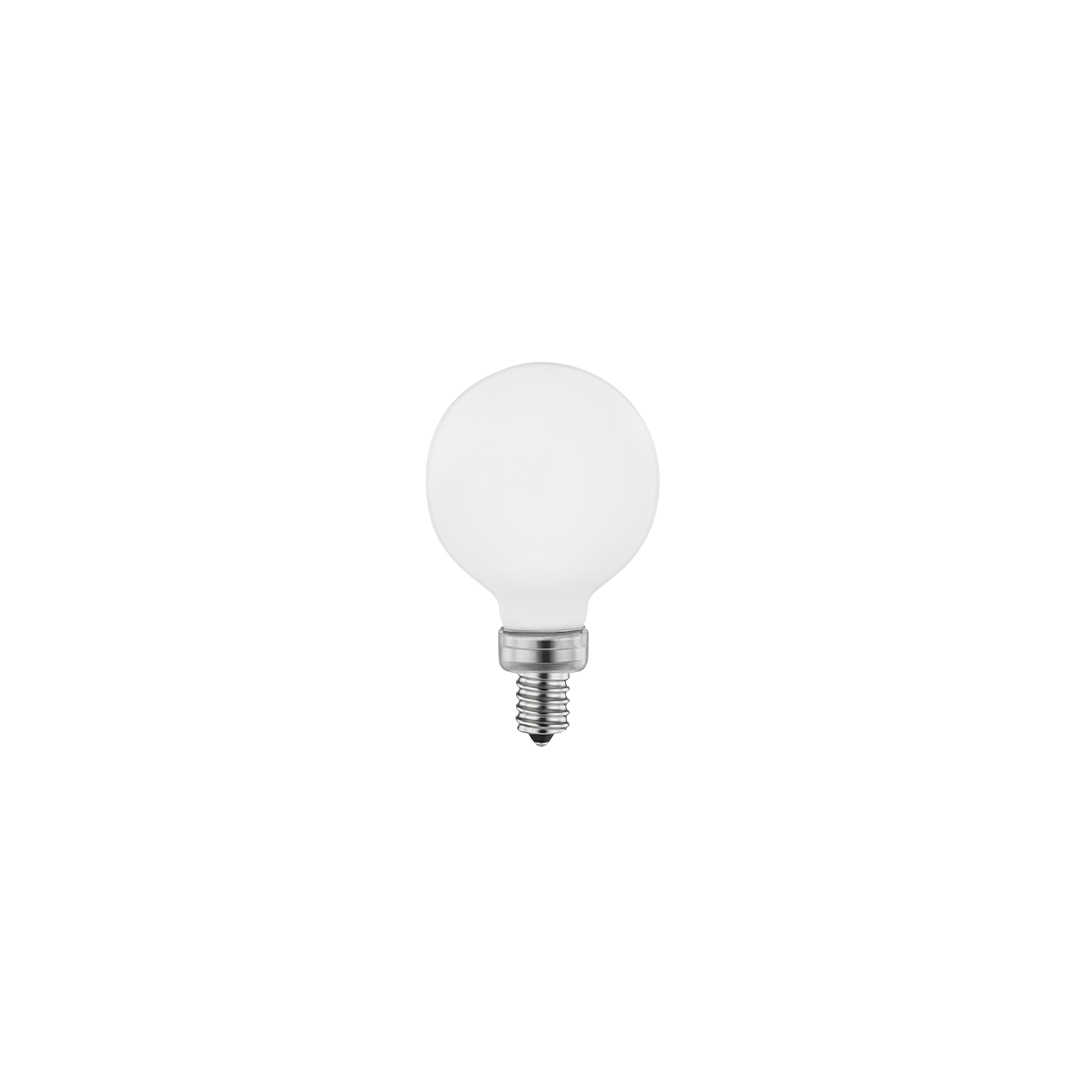 Front view of E26 T8 11-inch frosted LED bulb showing frosted tube and brass screw base on white background