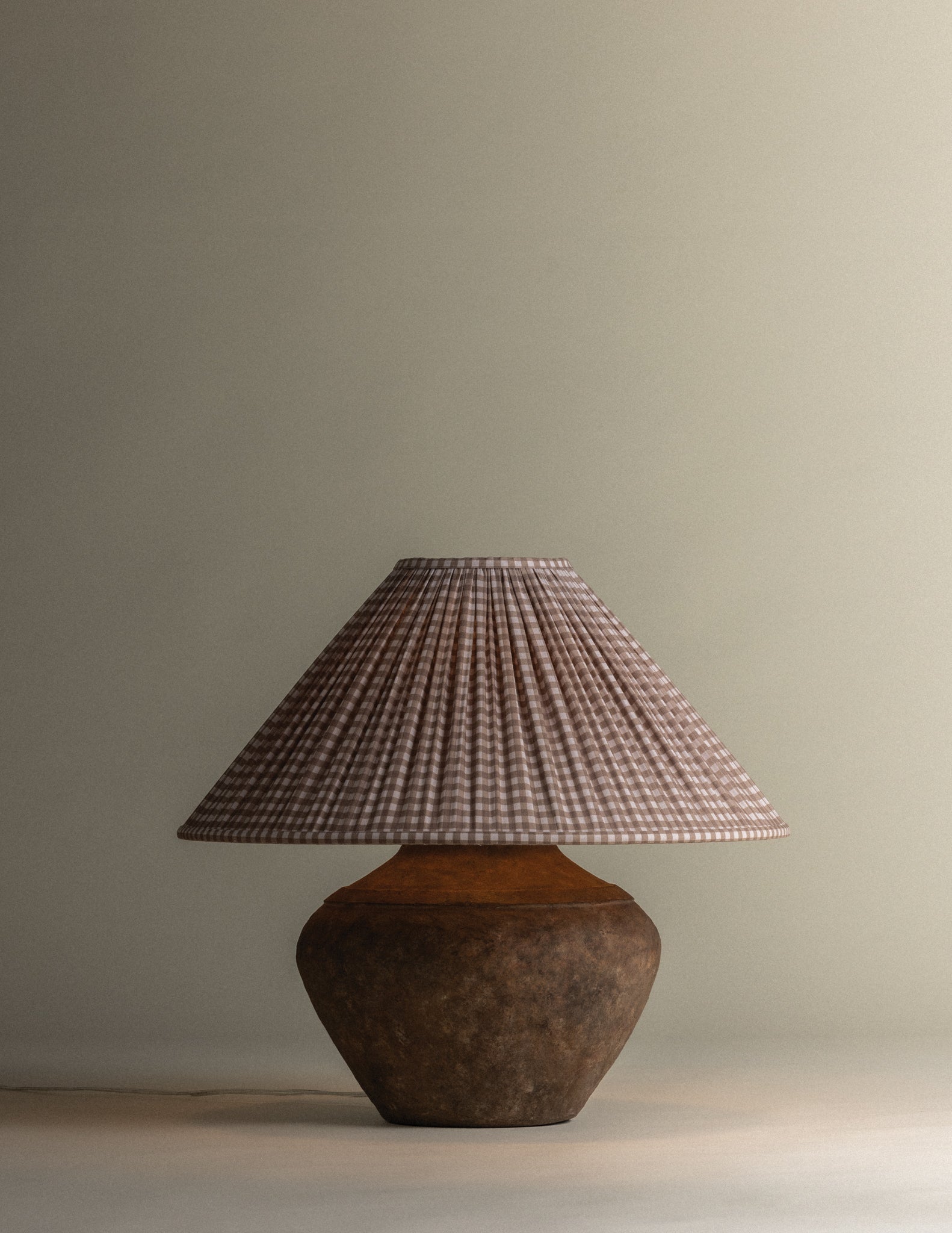 Calabria Table Lamp With Gingham Brown Shade