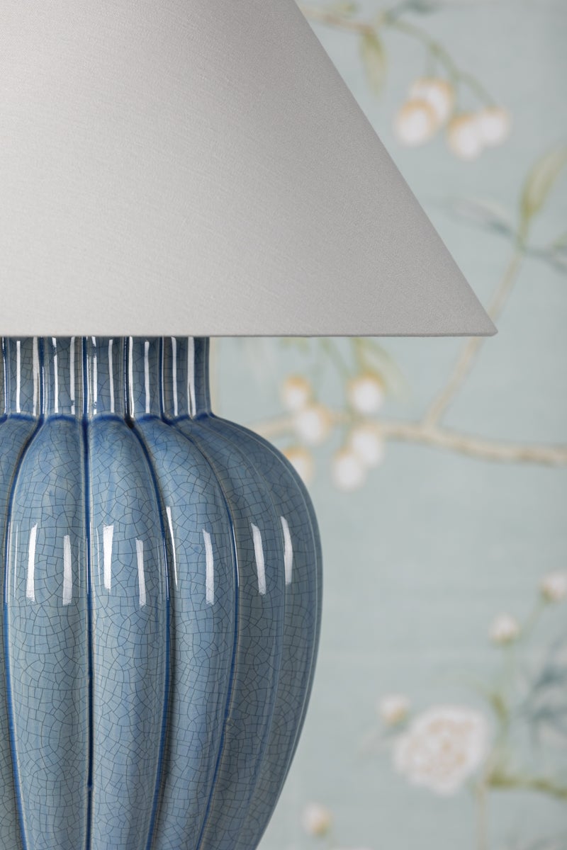 Clarendon 1 Table Lamp | AGED BRASS & CERAMIC Soft Arctic Blue