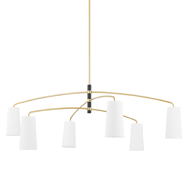 Evelyn 6 Chandelier | AGED BRASS & SOFT BLACK