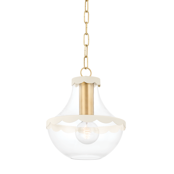Alaina 1 Pendant | AGED BRASS & SOFT CREAM