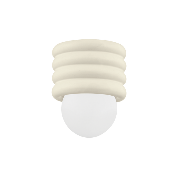 Bibi 1 Flush Mount | AGED BRASS & CERAMIC ANTIQUE IVORY