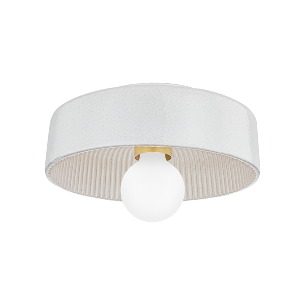 Ray 1 Flush Mount | AGED BRASS & CERAMIC REACTIVE WHITE