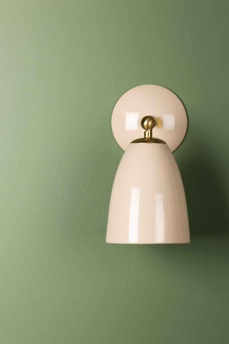 Kirsten 1 Wall Sconce | AGED BRASS & CERAMIC CREAM