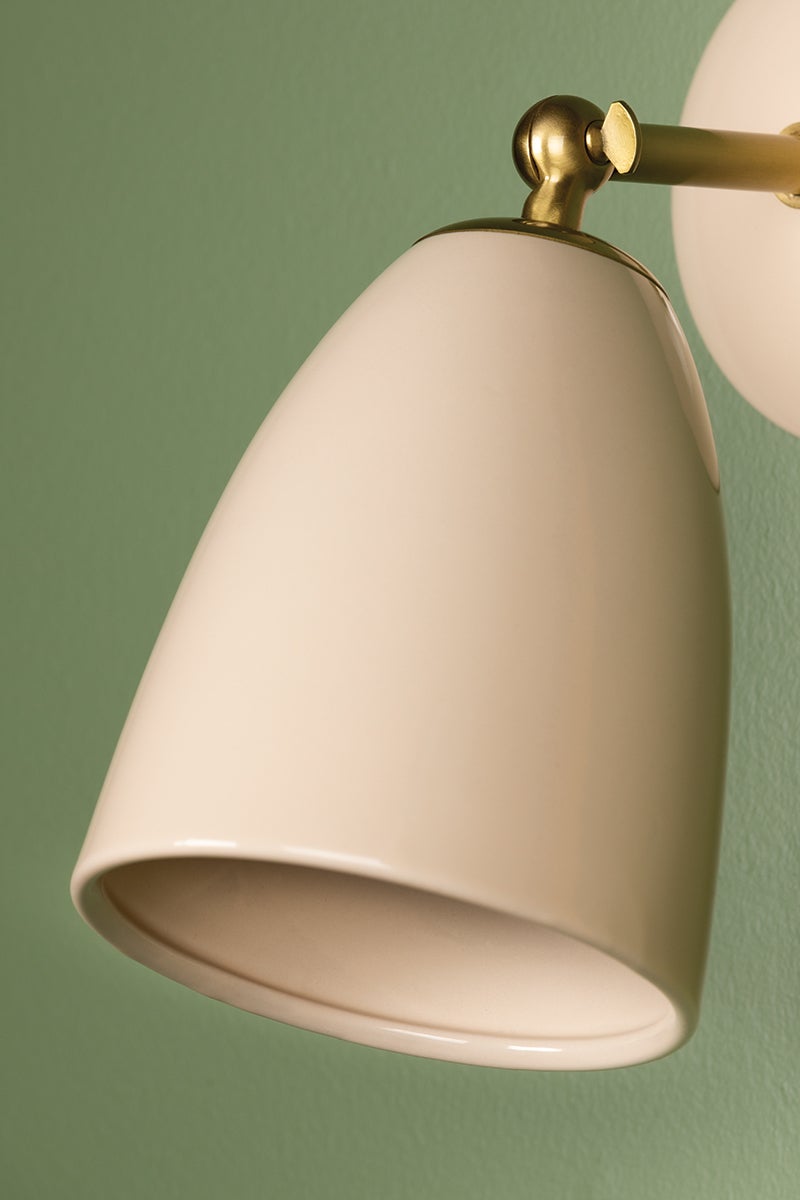 Kirsten 1 Wall Sconce | AGED BRASS & CERAMIC CREAM