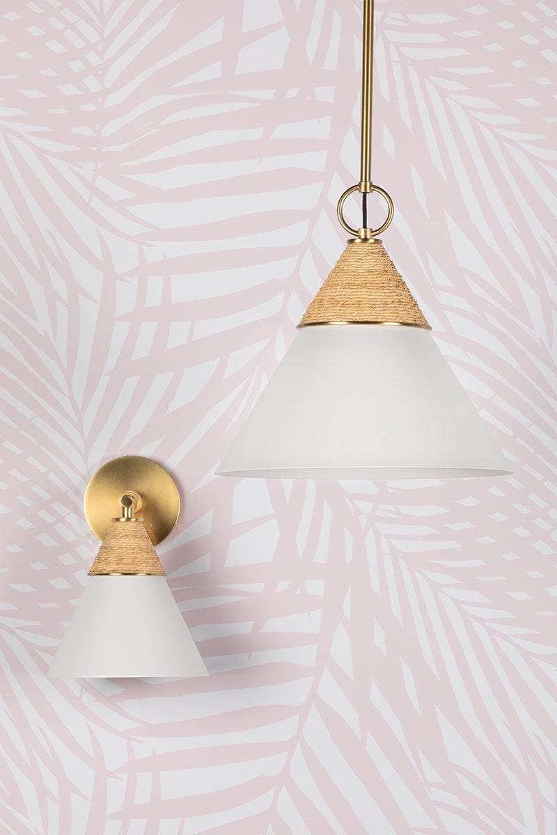 Mica 1 Wall Sconce | AGED BRASS & TEXTURE WHITE