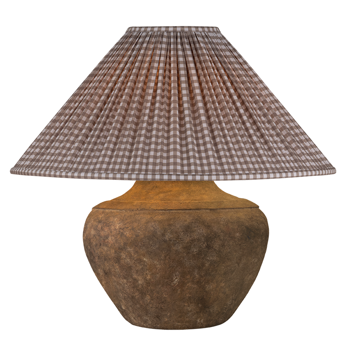 Calabria Table Lamp With Gingham Brown Shade