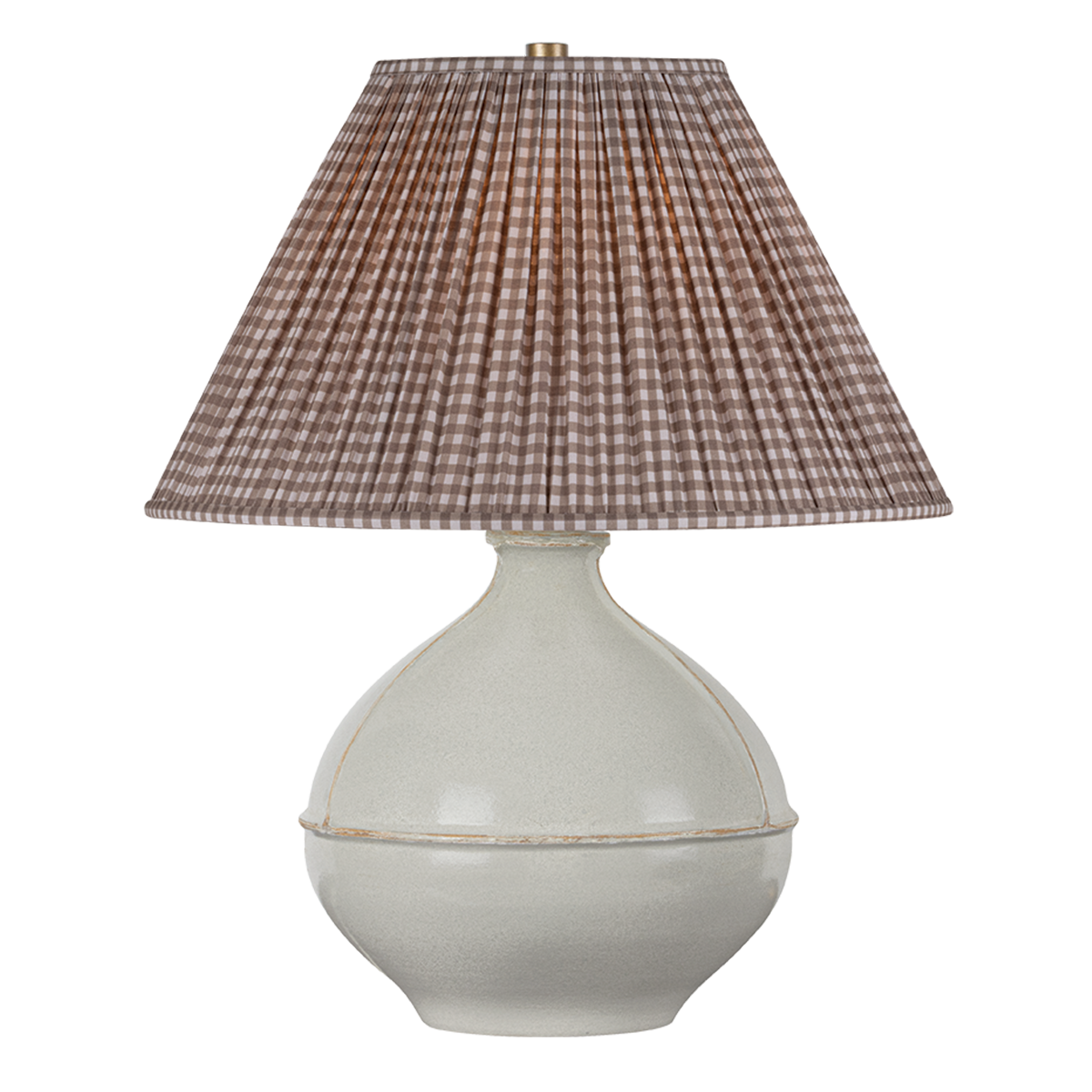 Salvage Table Lamp With Gingham Brown Shade